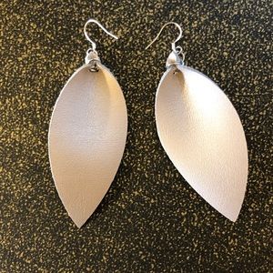 Metallic Champagne-Colored Leaf Earrings